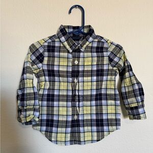 Janie and Jack plaid 12-18 months shirt in Blue and Yellow